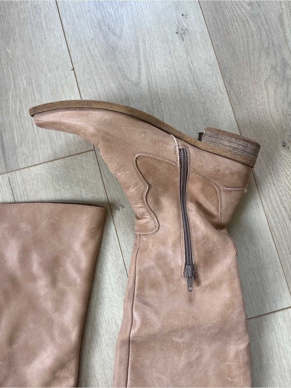 Free People Over-the-Knee soft leather Boots in Cognac - Picture 2 of 4